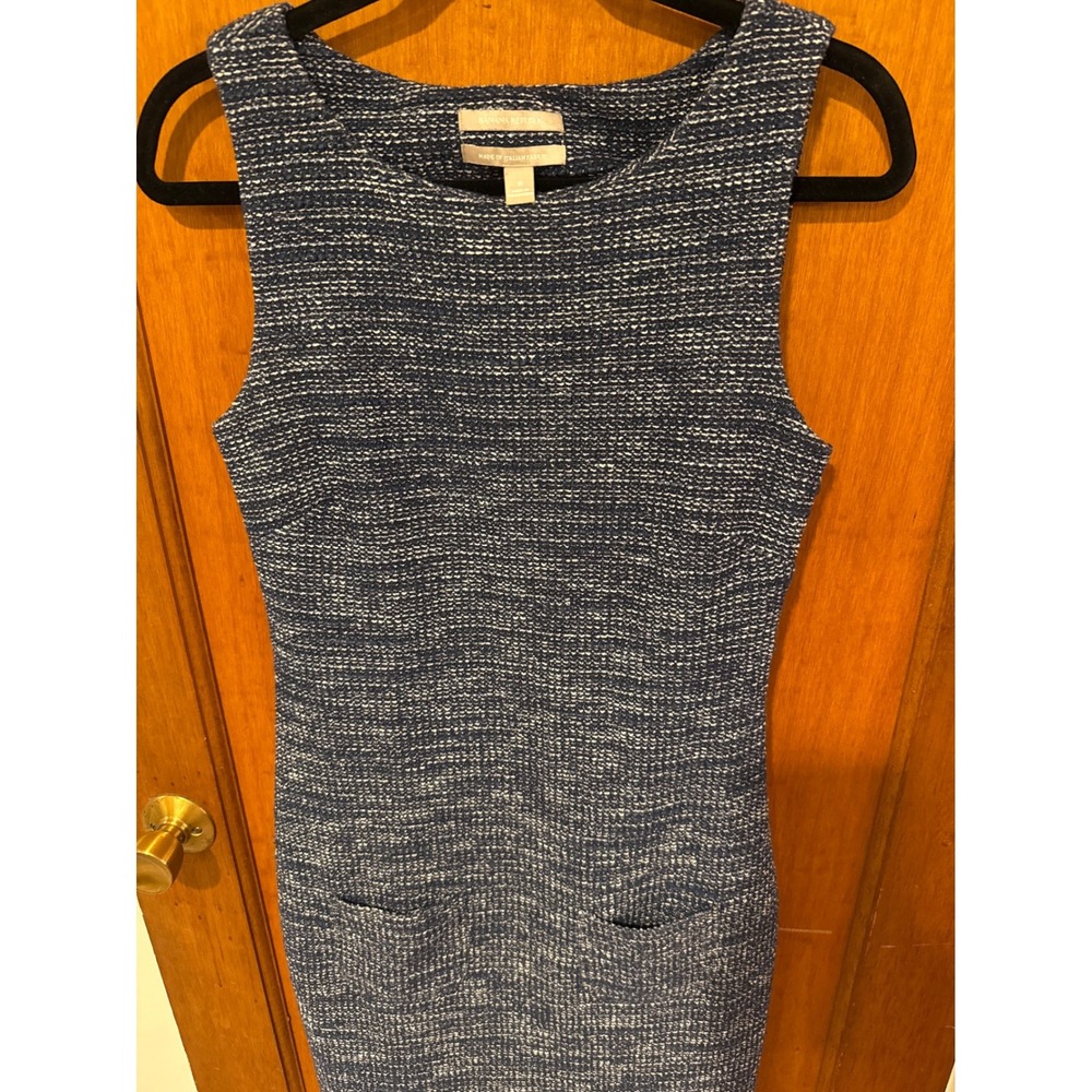 Banana Republic sheath dress 8 navy tweed lined sleeveless Italian cotton blend - Picture 4 of 16